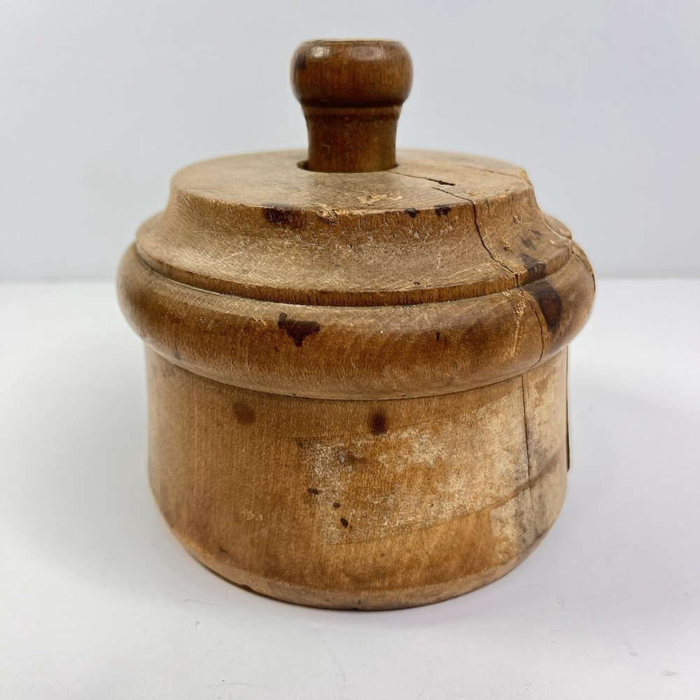 Handmade Wood Butter Mold Press Floral Design Antique Primitive Decor